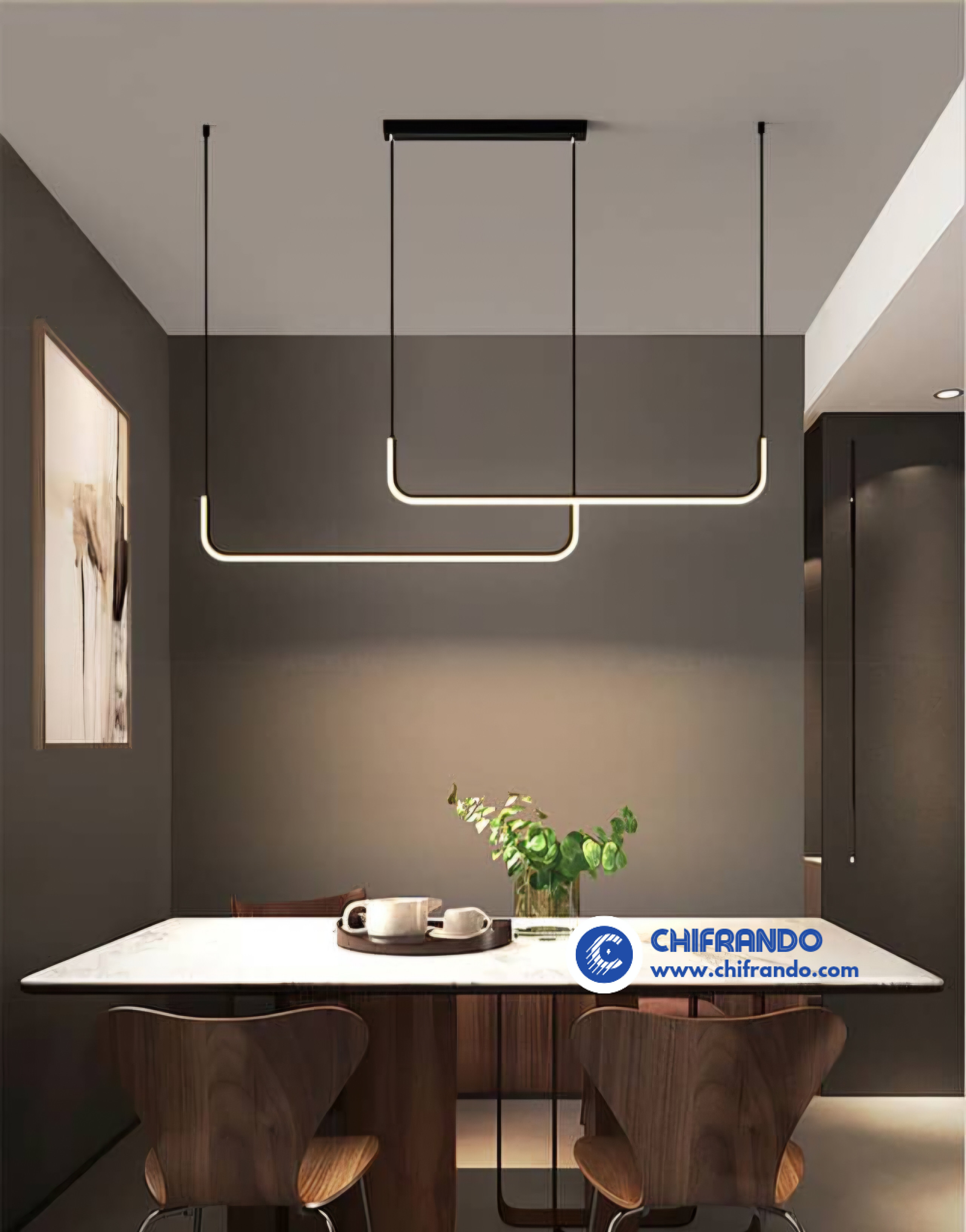 Modern LED U-Shaped Linear Pendant Light