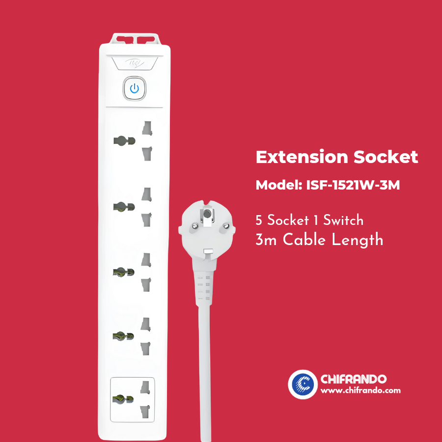 Itel 5-Way Extension Socket – Heavy-Duty 3m Cable Power Strip