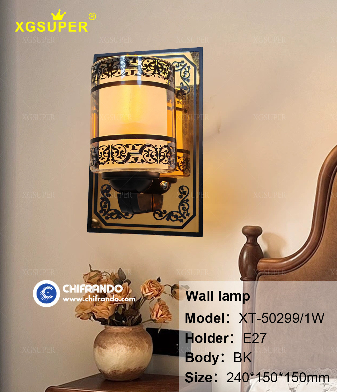 Decorative Indoor Mirror Wall Light E27 Screw Bulb