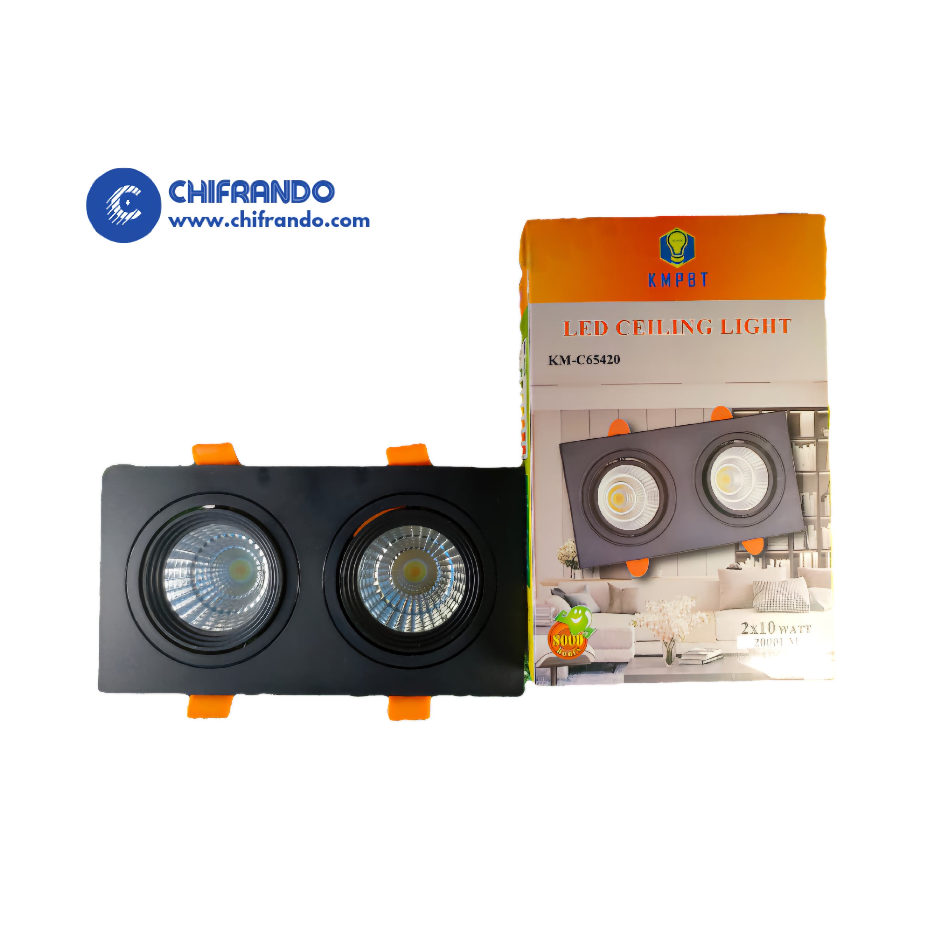 KM Double LED Ceiling Spot Light 2×10W Adjustable Indoor Lighting