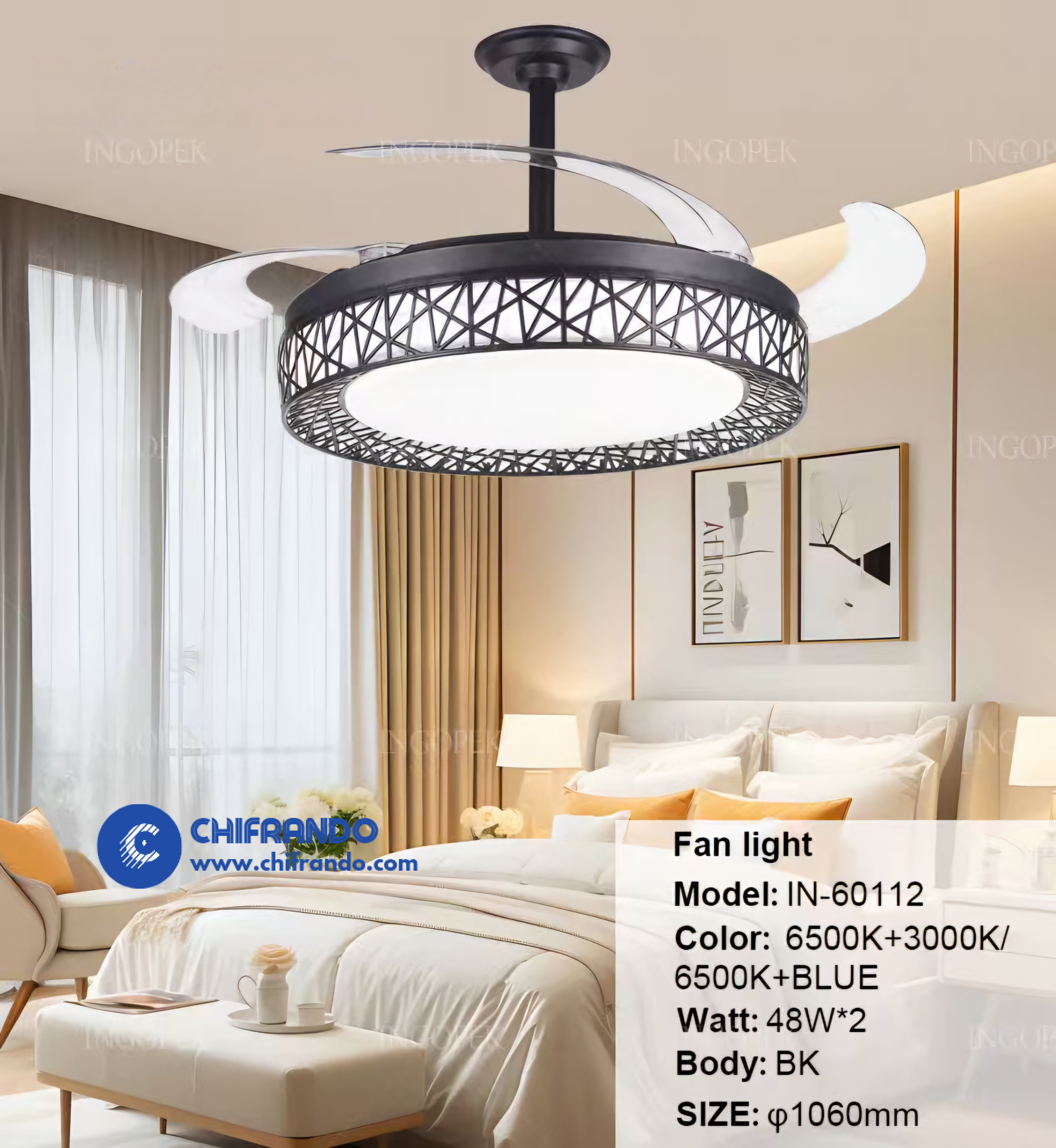 LED Fan Chandelier with Bluetooth Speaker Remote Control Ceiling Light Fan