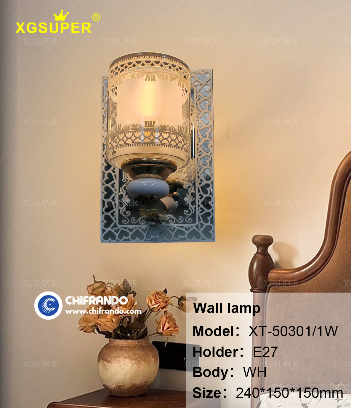Indoor Mirror Wall Bracket E27 Bulb Holder Decorative Wall Light Fitting for Home & Hotel