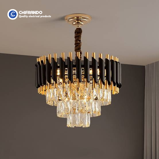 Round Black Crystal Chandelier -  400MM