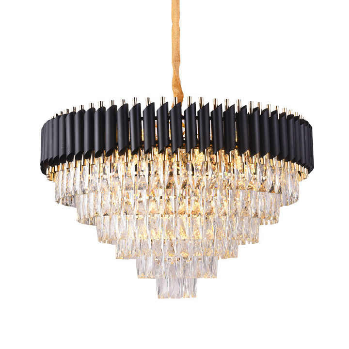 Round indoor luxury black modern crystal chandelier