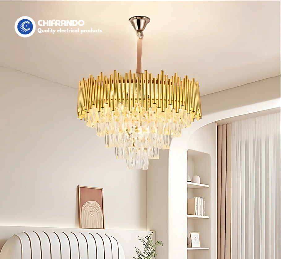 400mm Gold Crystal Chandelier – Modern Luxury Ceiling Light for Parlors, Dining & Hotels