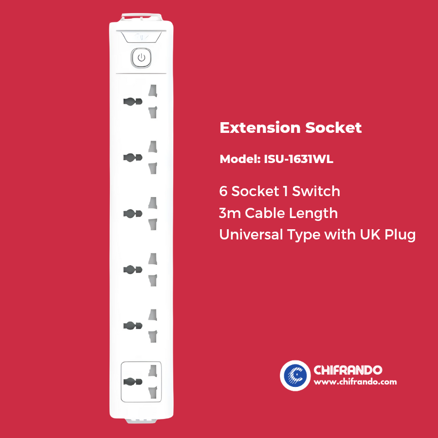 Itel 6-Way Extension Socket – Heavy-Duty 3m Cable Power Strip