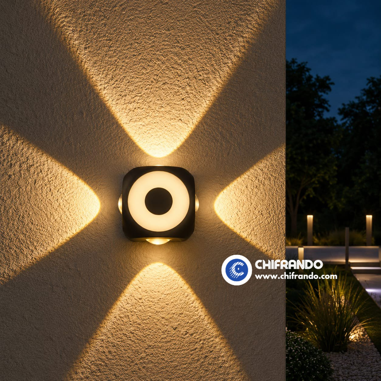 4-Way Sunburst LED Outdoor Wall Light