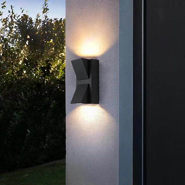 LED Outdoor Wall Light Up/Down Double-Head Curved Waterproof Wall Light