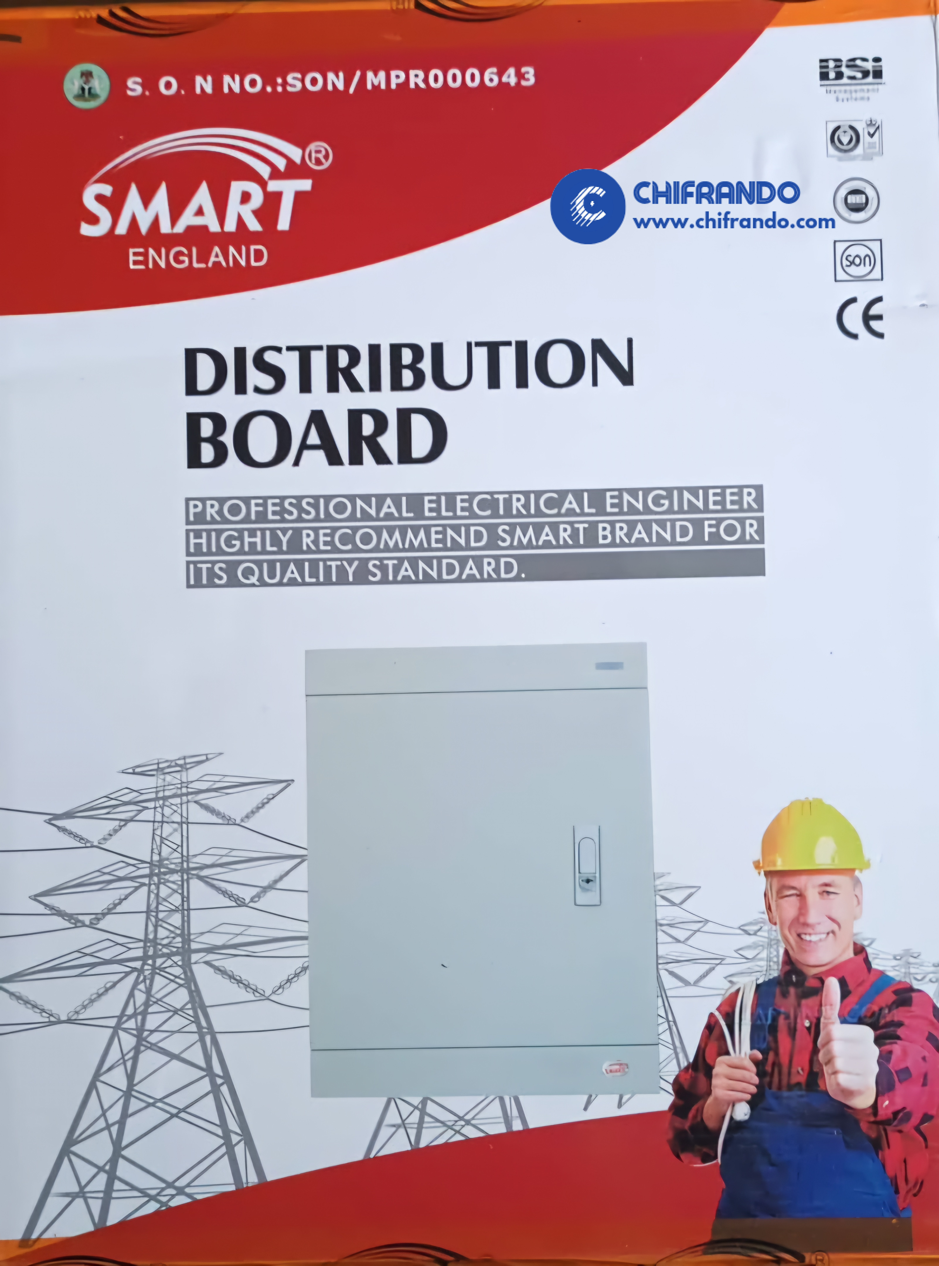 Smart England 3 Phase Distribution Board D4 / D6 / D8 / D12 Electrical DB Box for Industrial Power Distribution