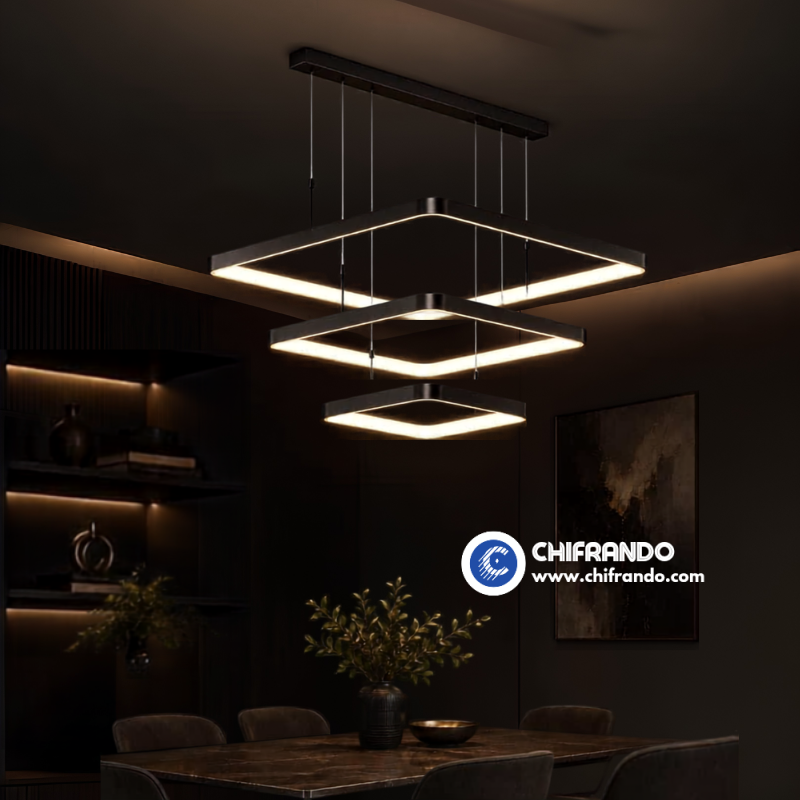 Luxury 3-Tier Square LED Pendant Light